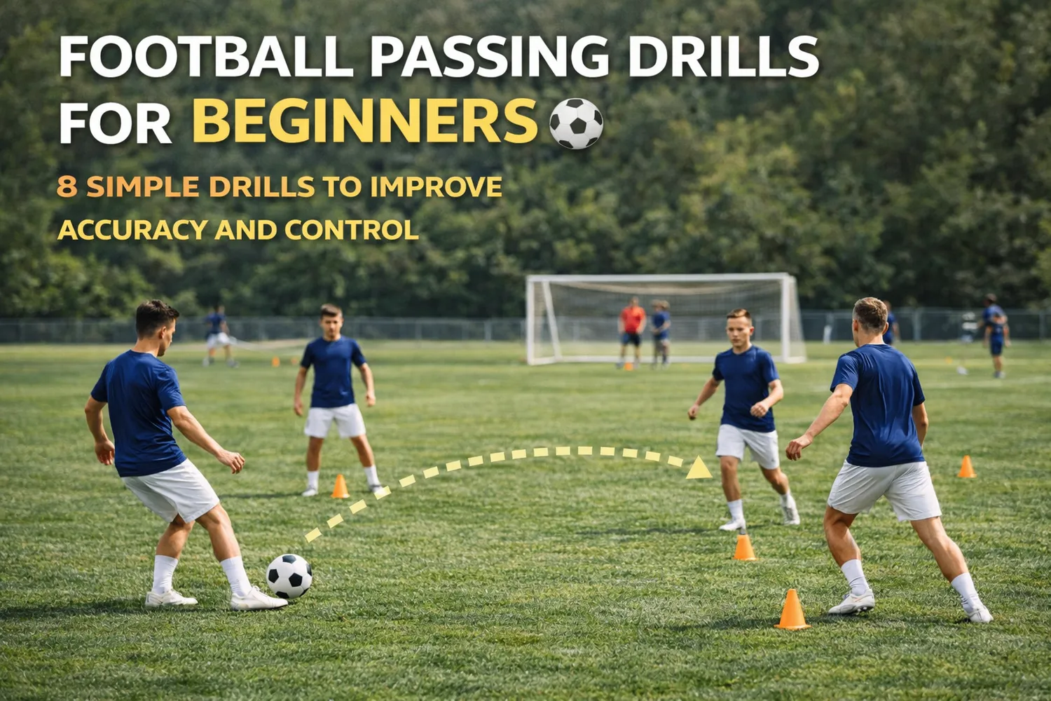 football passing drills for beginners - players practicing accuracy on pitch