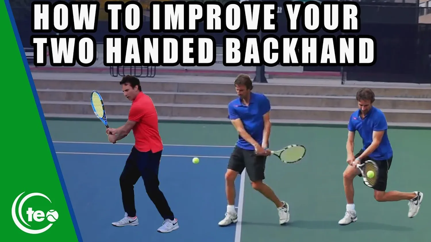 Professional tennis player executing a perfect two-handed backhand on a clay court
