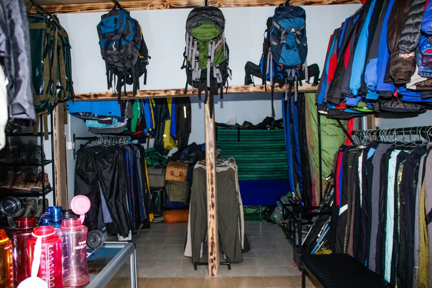 How to rent climbing gear in Arusha and estimate prices - Complete equipment display and rental guide